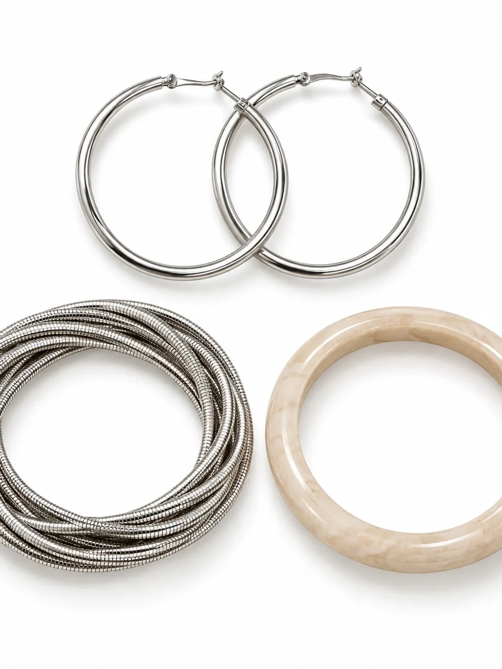 Hoop earrings+ bangle set 3 pcs